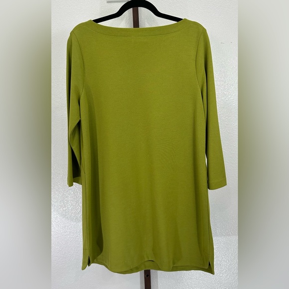 J Jill Tunic Top Ponte Knit Boat Neck 3/4 Sleeve Chartreuse Avocado Green - Picture 2 of 11